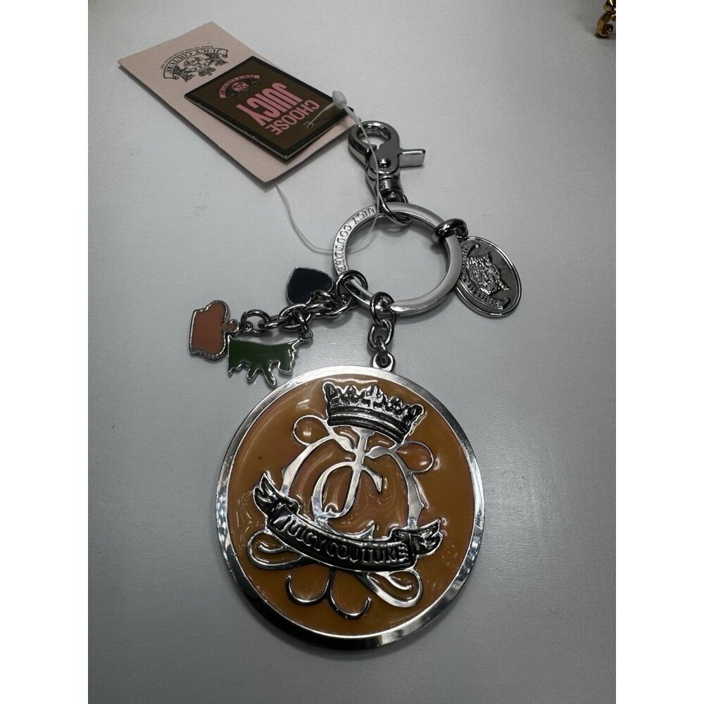 Vintage Juicy Couture Enamel Medallion Keychain With Charms NWT Choose Juicy Tag